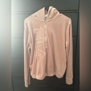 FILA women’s long sleeve velour quarter zip pink hoodie jacket size M